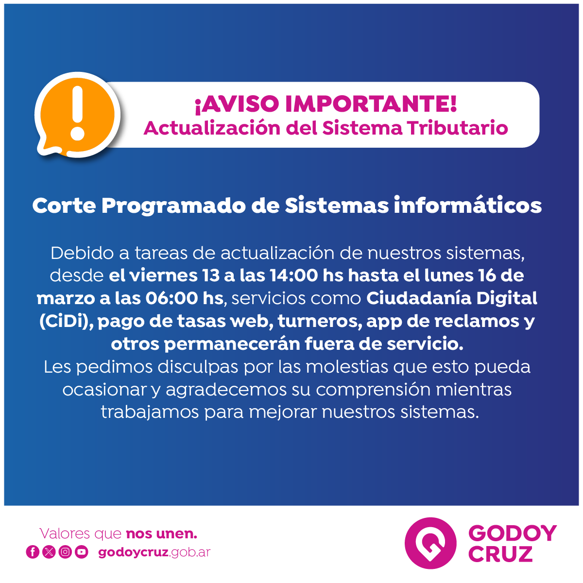 Aviso de Corte- Godoy Cruz