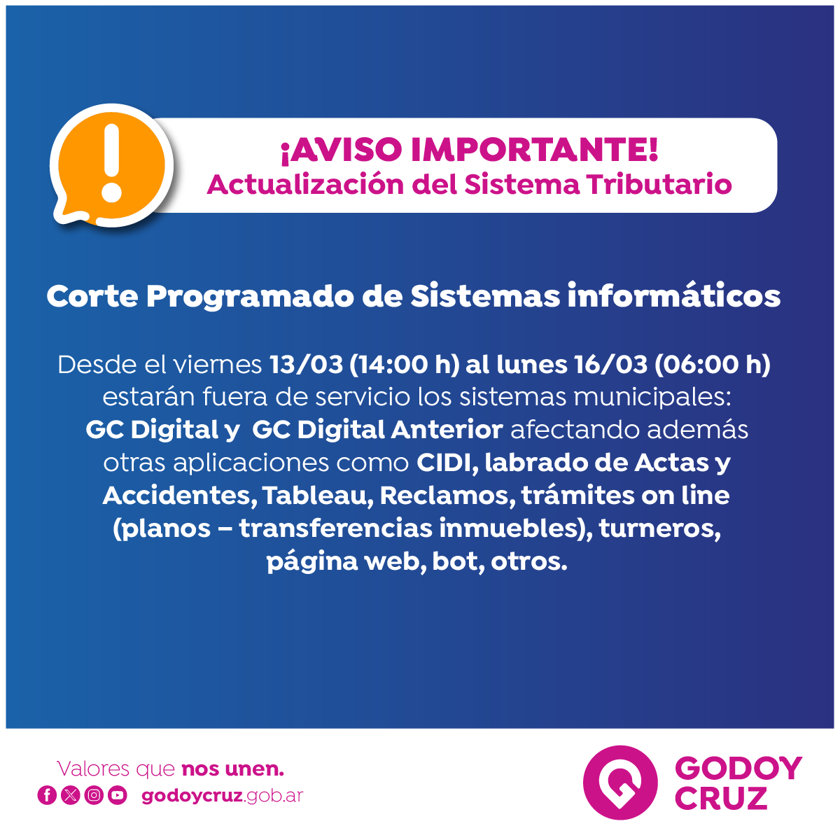 Aviso de Corte- Godoy Cruz