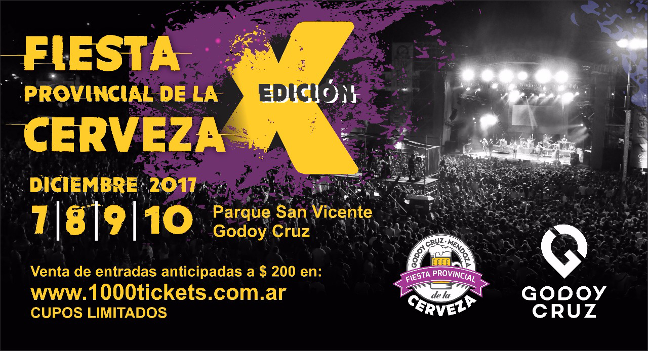 Entradas anticipadas X Fiesta Provincial de la Cerveza Godoy Cruz