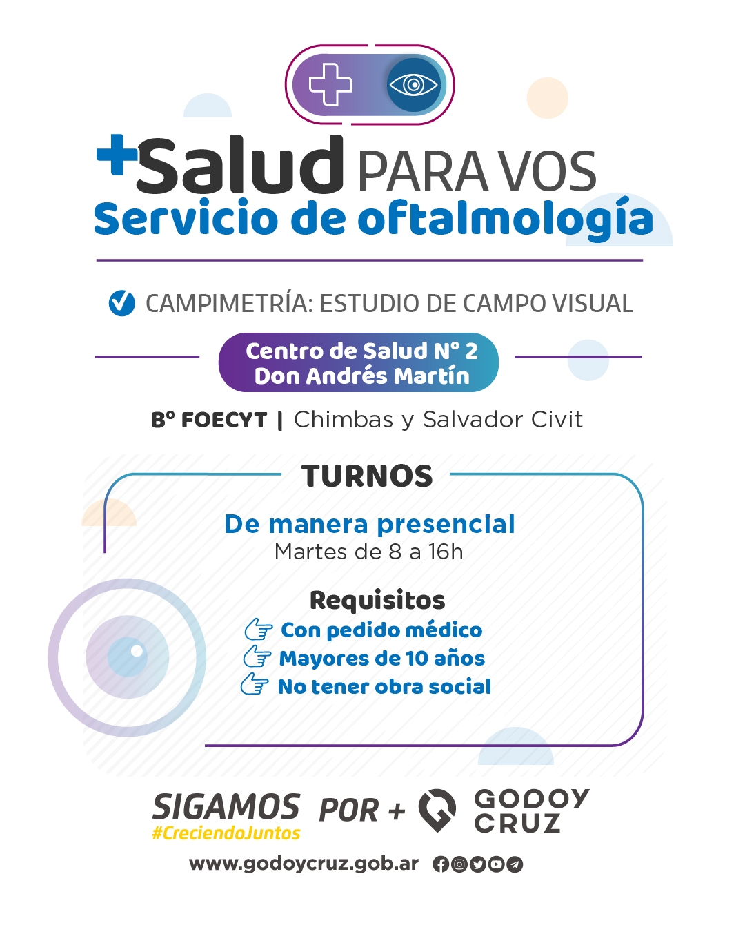 Godoy Cruz: Turnos para estudios visuales en el Centro de Salud del barrio FOECYT